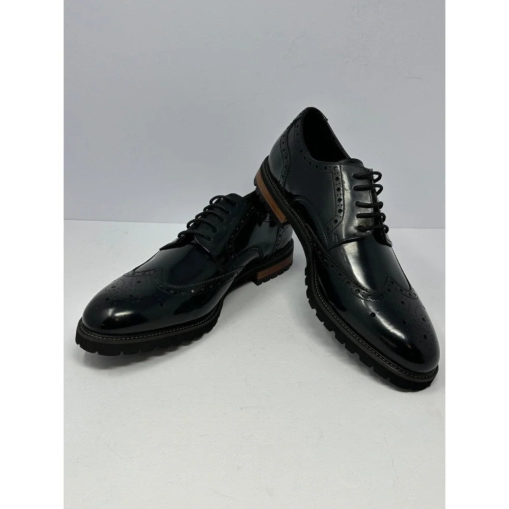 NEW Moretti Gold Odessa II Shoes Men Sz 11 D Black Leather Wingtip Brogue Oxford